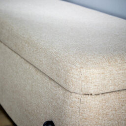 Home Source Oasis Off White Linen Ottoman With Black Metal Legs - thumbnail 7