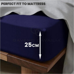 Gc Gaveno Cavailia Plain Dyed Fitted Bedsheet Double Navy Super Soft & Comfy Non Iron Fitted Sheet - thumbnail 2