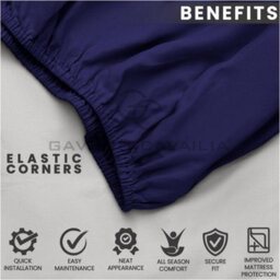 Gc Gaveno Cavailia Plain Dyed Fitted Bedsheet Double Navy Super Soft & Comfy Non Iron Fitted Sheet - thumbnail 4