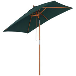 Outsunny Wooden Patio Umbrella Market Parasol Outdoor Sunshade 6 Ribs Green - thumbnail 2