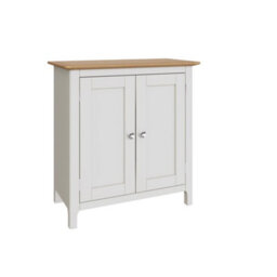 Fwstyle Taberno 2 Door Sideboard Storage Cabinet White Linen & Oak (H) 67 (W) 65 (D) 33Cm - thumbnail 4