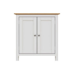 Fwstyle Taberno 2 Door Sideboard Storage Cabinet White Linen & Oak (H) 67 (W) 65 (D) 33Cm - thumbnail 3