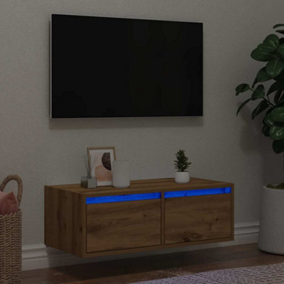 Berkfield Tv Cabinet With Led Lights Artisan Oak 75X35.5X25 Cm - image 1