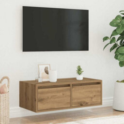 Berkfield Tv Cabinet With Led Lights Artisan Oak 75X35.5X25 Cm - thumbnail 4