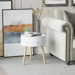 Wyld Haus Ladi Wood Set Of 2 Round Bedside Tables With Drawer Storage, White And Natural Wood, 38Cm Diameter, 45Cm H - thumbnail 8