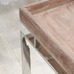 Pacific Lifestyle Antique Mango Wood Rectangular Coffee Table With Silver Stainless Steel Frame 112Cm, Evelyn - thumbnail 6