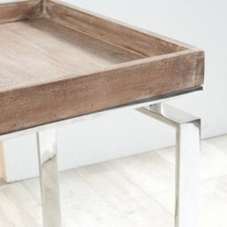 Pacific Lifestyle Antique Mango Wood Rectangular Coffee Table With Silver Stainless Steel Frame 112Cm, Evelyn - thumbnail 5