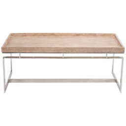 Pacific Lifestyle Antique Mango Wood Rectangular Coffee Table With Silver Stainless Steel Frame 112Cm, Evelyn - thumbnail 9