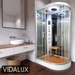 Vidalux Clearwater 1200 Left Steam Shower 1200 X 800 - Mirror - thumbnail 1