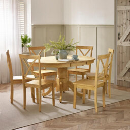 Furniturebox Uk Padstow Oak Effect Wooden Extending Dining Table & 6 Millford Chairs - thumbnail 1