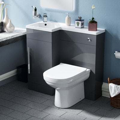 Nes Home 900mm Grey L-Shape Lh Basin Vanity Unit Sink And Toilet Debra - image 1