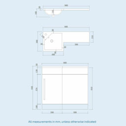Nes Home 900mm Grey L-Shape Lh Basin Vanity Unit Sink And Toilet Debra - thumbnail 9