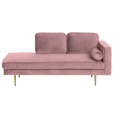 Beliani Right-Hand Chaise Longue Miramas Velvet Pink - image 1