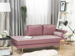 Beliani Right-Hand Chaise Longue Miramas Velvet Pink - thumbnail 2