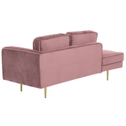 Beliani Right-Hand Chaise Longue Miramas Velvet Pink - thumbnail 5