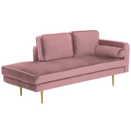 Beliani Right-Hand Chaise Longue Miramas Velvet Pink - thumbnail 4