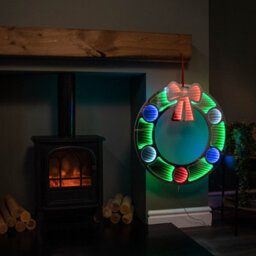 Samuel Alexander 60Cm Light Up Hanging Christmas Wreath Infinity Mirror With Multi Coloured Leds - thumbnail 3