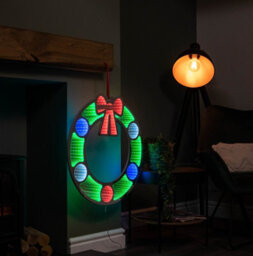 Samuel Alexander 60Cm Light Up Hanging Christmas Wreath Infinity Mirror With Multi Coloured Leds - thumbnail 2
