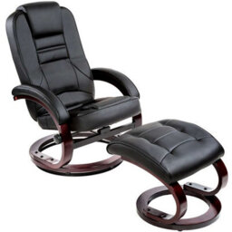 Tectake 1 Armchair And Stool William - Adjustable Backrest, Swivelling, 150 Kg Load Capacity  - Black/brown - thumbnail 1