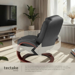 Tectake 1 Armchair And Stool William - Adjustable Backrest, Swivelling, 150 Kg Load Capacity  - Black/brown - thumbnail 4