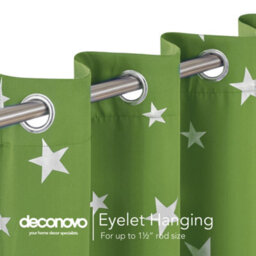 Deconovo Thermal Blackout Eyelet Curtains, Silver Star Foil Printed Room Darkening Curtains, W66 X L54 Inch, Grass Green, 2 Panels - thumbnail 7