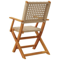 Berkfield Garden Chairs 2 Pcs Beige Solid Wood Acacia And Poly Rattan - thumbnail 7