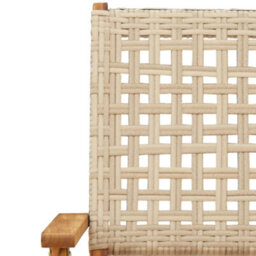 Berkfield Garden Chairs 2 Pcs Beige Solid Wood Acacia And Poly Rattan - thumbnail 9