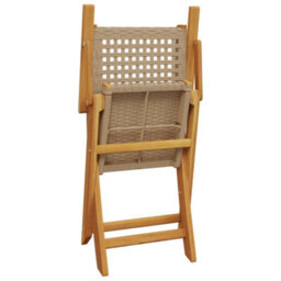 Berkfield Garden Chairs 2 Pcs Beige Solid Wood Acacia And Poly Rattan - thumbnail 8