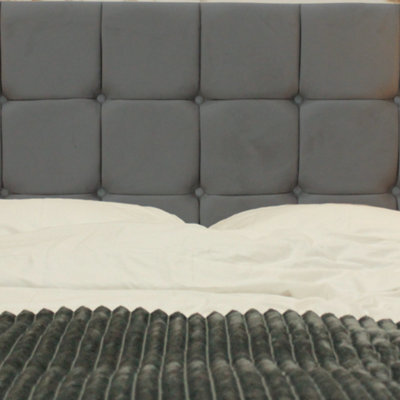 "Urban Textures Luxury 20"" High Velvet Fabric Upholstered Sloane Headboard - Steel" - image 1