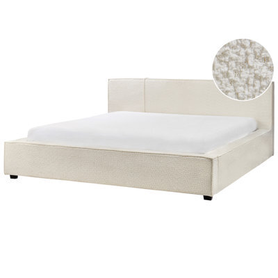 Beliani Bed Boucle Mirande 180 X 200 Cm (Eu Super King) Off-White - image 1