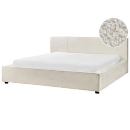 Beliani Bed Boucle Mirande 180 X 200 Cm (Eu Super King) Off-White - thumbnail 1