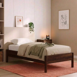 Sweeek - Bed With Slatted Base 90X190Cm Wood Decor Walnut - Harmony - thumbnail 1