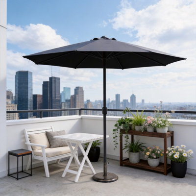 Abrihome Garden Parasol With Double Vent, Garden Umbrella Coated Waterproof Fabric, Sturdy Iron Pole, Ideal For Patio, Grey - image 1