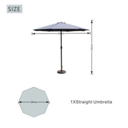 Abrihome Garden Parasol With Double Vent, Garden Umbrella Coated Waterproof Fabric, Sturdy Iron Pole, Ideal For Patio, Grey - thumbnail 5