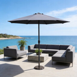 Abrihome Garden Parasol With Double Vent, Garden Umbrella Coated Waterproof Fabric, Sturdy Iron Pole, Ideal For Patio, Grey - thumbnail 8