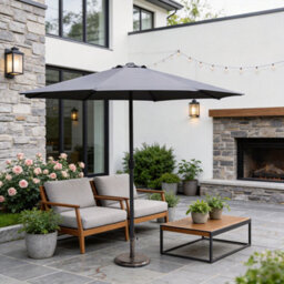 Abrihome Garden Parasol With Double Vent, Garden Umbrella Coated Waterproof Fabric, Sturdy Iron Pole, Ideal For Patio, Grey - thumbnail 9