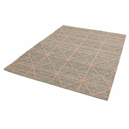 Pink Handmade Wool Luxurious Geometrical Chequered Modern Easy To Clean Rug For Living Room, Bedroom - 200Cm X 290Cm - thumbnail 3