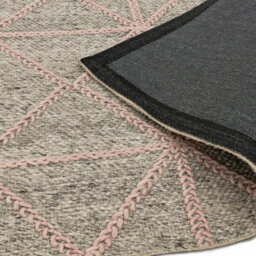 Pink Handmade Wool Luxurious Geometrical Chequered Modern Easy To Clean Rug For Living Room, Bedroom - 200Cm X 290Cm - thumbnail 5