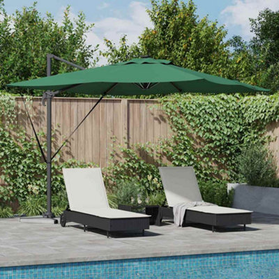 Berkfield Cantilever Roma Parasol With Leds - Green, 286 X 284 X 270 Cm Aluminium - image 1