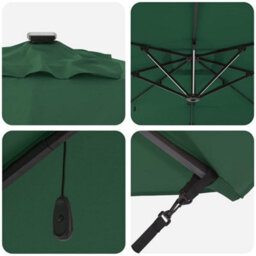 Berkfield Cantilever Roma Parasol With Leds - Green, 286 X 284 X 270 Cm Aluminium - thumbnail 8