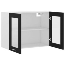 Walplus Hanging Glass Cabinet Lyon Black 80X31X60 Cm Engineered Wood - thumbnail 5