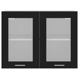 Walplus Hanging Glass Cabinet Lyon Black 80X31X60 Cm Engineered Wood - thumbnail 6