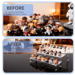 1Pcs 3 Tiers Clear Display Stand Transparent Display Shelf Organizer - thumbnail 3