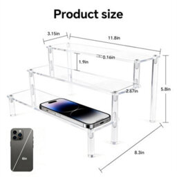 1Pcs 3 Tiers Clear Display Stand Transparent Display Shelf Organizer - thumbnail 2