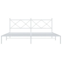 Berkfield Metal Bed Frame Without Mattress With Headboard White 200X200Cm - thumbnail 4