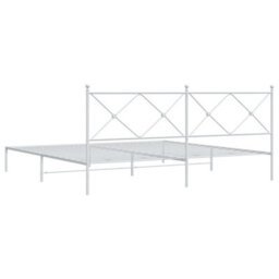 Berkfield Metal Bed Frame Without Mattress With Headboard White 200X200Cm - thumbnail 6