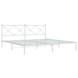 Berkfield Metal Bed Frame Without Mattress With Headboard White 200X200Cm - thumbnail 3