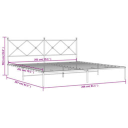 Berkfield Metal Bed Frame Without Mattress With Headboard White 200X200Cm - thumbnail 8