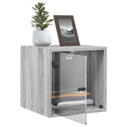 Berkfield Bedside Cabinets With Glass Doors 2 Pcs Grey Sonoma 35X37X35 Cm - thumbnail 5