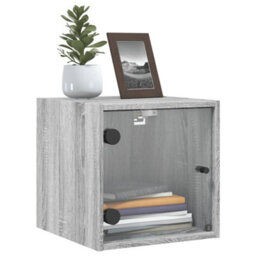 Berkfield Bedside Cabinets With Glass Doors 2 Pcs Grey Sonoma 35X37X35 Cm - thumbnail 4